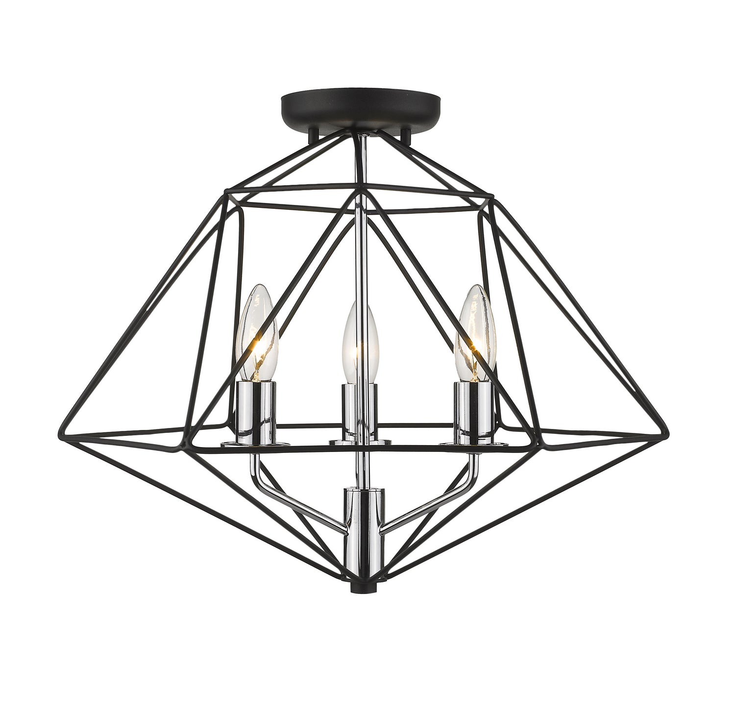Geo Three Light Semi Flush Mount