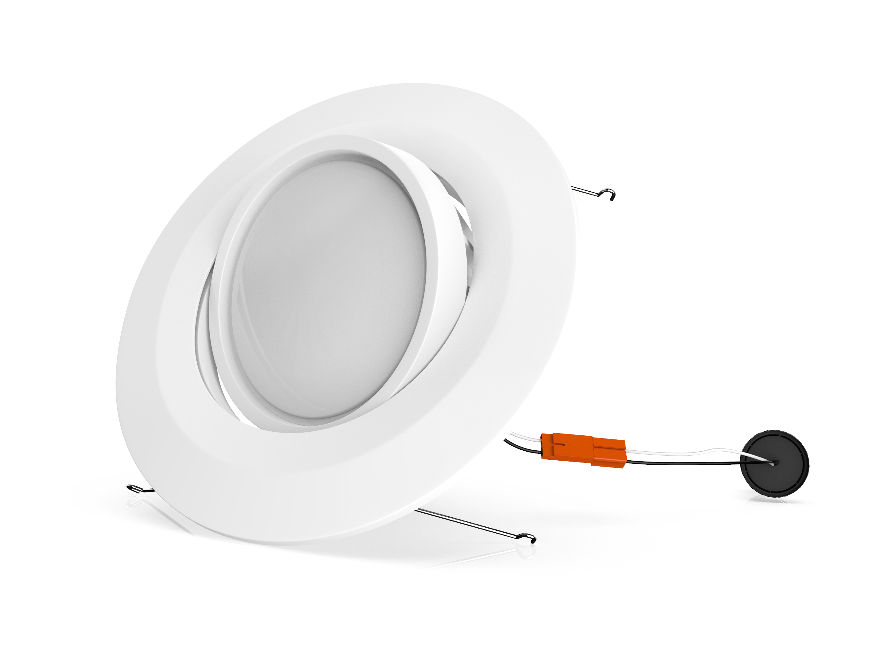 5 In. And 6 In. White LED Recessed Ceiling Light Fixture Trim With Adjustable Eyeball, 15W, 1060LM, Dimmable, Energy Star & ETL Listed